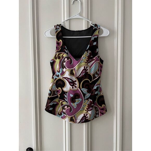 Athleta multicolor paisley tank top with shelf bra 36D/M - Picture 1 of 4